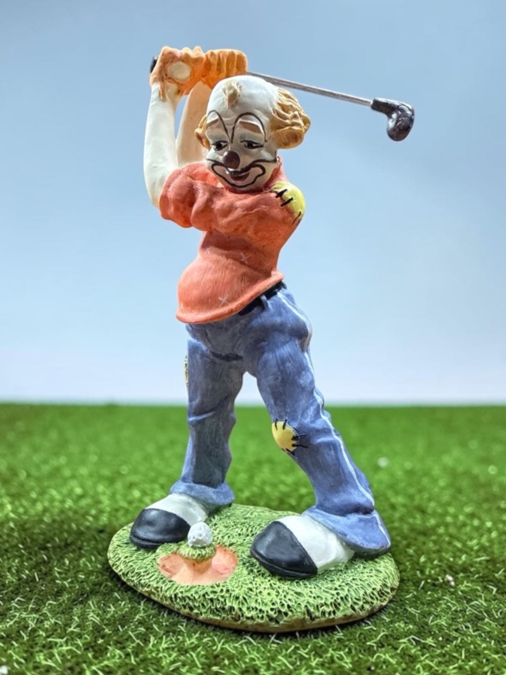Golfing Clown Figurine